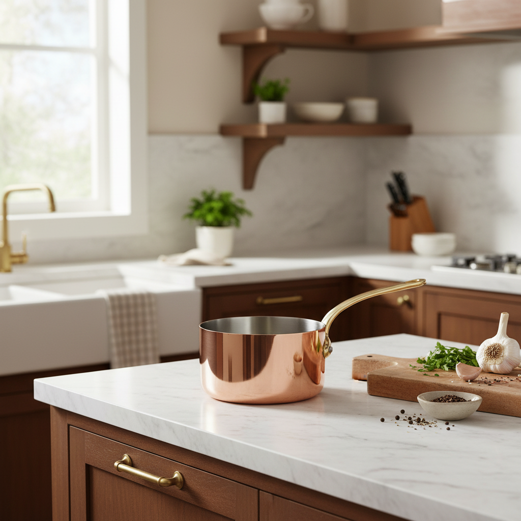 Mauviel M'Heritage M'250 B Copper Sauce Pan With Brass Handle - Mauviel1830