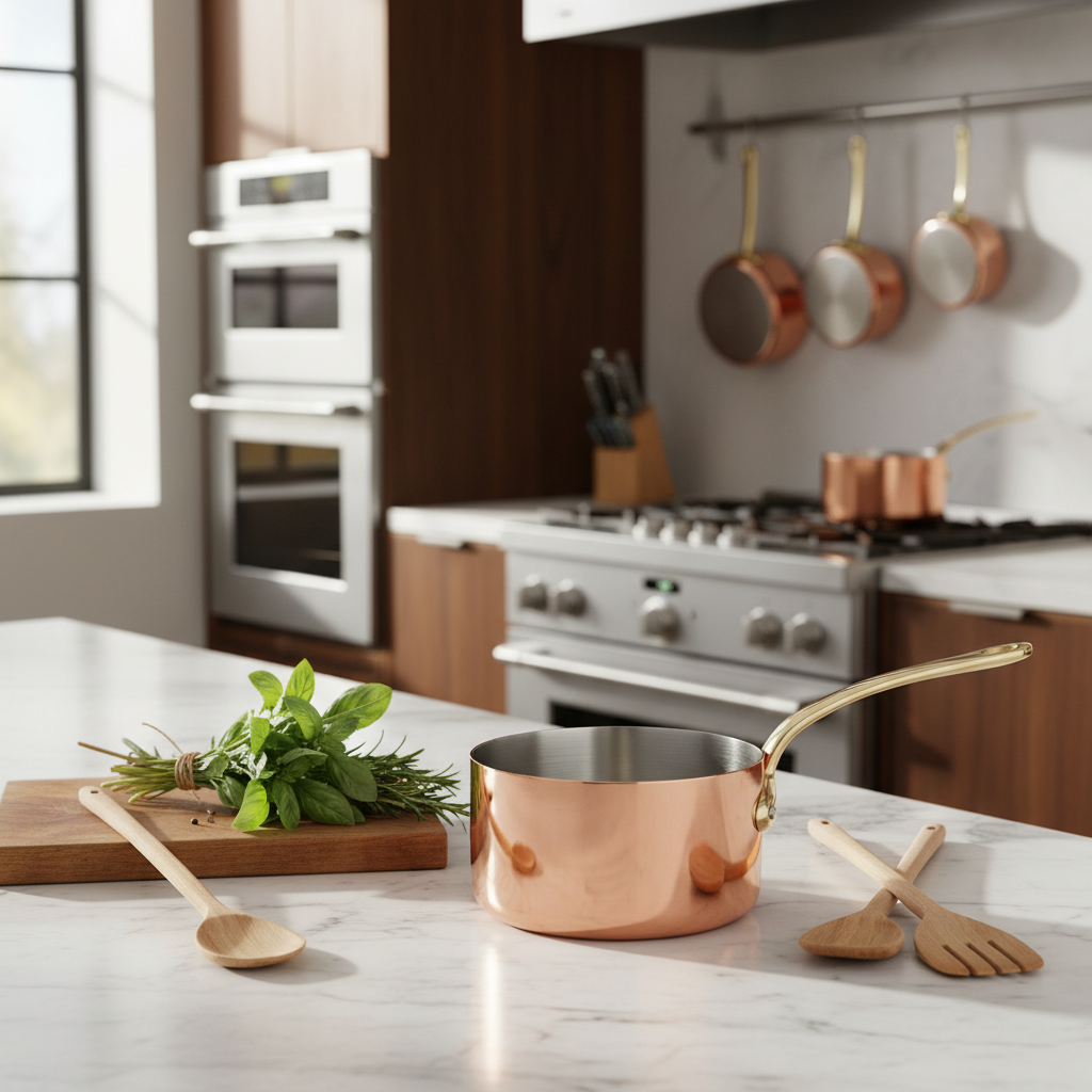 Mauviel M'Heritage M'250 B Copper Sauce Pan With Brass Handle - Mauviel1830