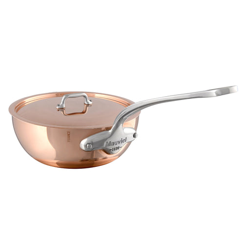 Mauviel M'Heritage M'150 S Copper Chef Pan With Lid, Cast Stainless Steel Handle, 3.6-Qt