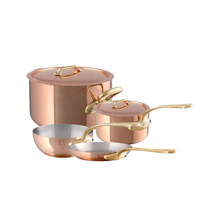 Mauviel M'Heritage M'200 B 6-Piece Copper DeLuxe Cookware Set With Brass Handles