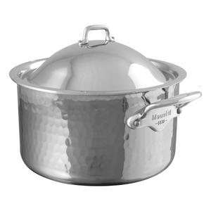 Mauviel 1830 Mauviel M'ELITE Hammered 5-Ply Stewpan With Lid, Cast Stainless Steel Handles, 9.2-Qt Mauviel M'ELITE Stewpan With Lid, Cast Stainless Steel Handles, 9.2-Qt - Mauviel USA