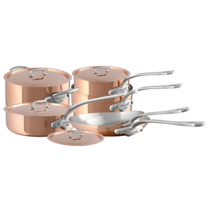 Mauviel M'150 S 10-Piece Copper Cookware Set With Cast Stainless