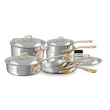 Mauviel Mauviel M'COOK B 5-Ply 11-Piece Cookware Set With Brass Handles, With Inobrill Bonus Mauviel M'COOK 5-Ply Polished Stainless Steel 11-Piece Cookware Set With Brass Handles - Mauviel USA