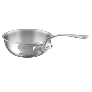 Mauviel 1830 Mauviel M'ELITE Hammered 5-Ply Curved Splayed Saute Pan With Cast Stainless Steel Handle, 2.1-Qt Mauviel M'Elite Saute Pan With Cast Stainless Steel Handles, 2.1-Qt - Mauviel USA
