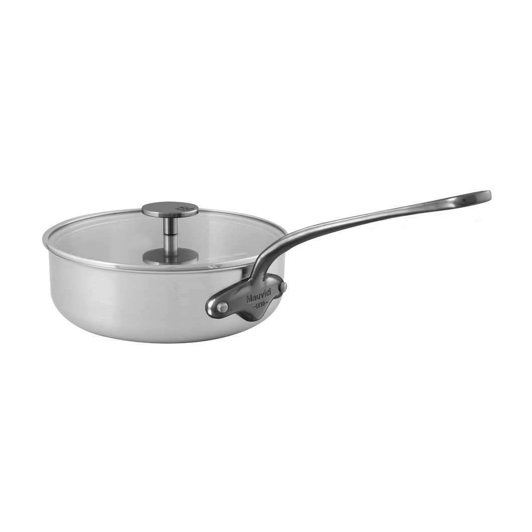 Mauviel M'URBAN 3 ONYX Brushed Saute Pan With Glass Lid, Cast Stainless Steel Handle, 5.9-Qt - Mauviel USA