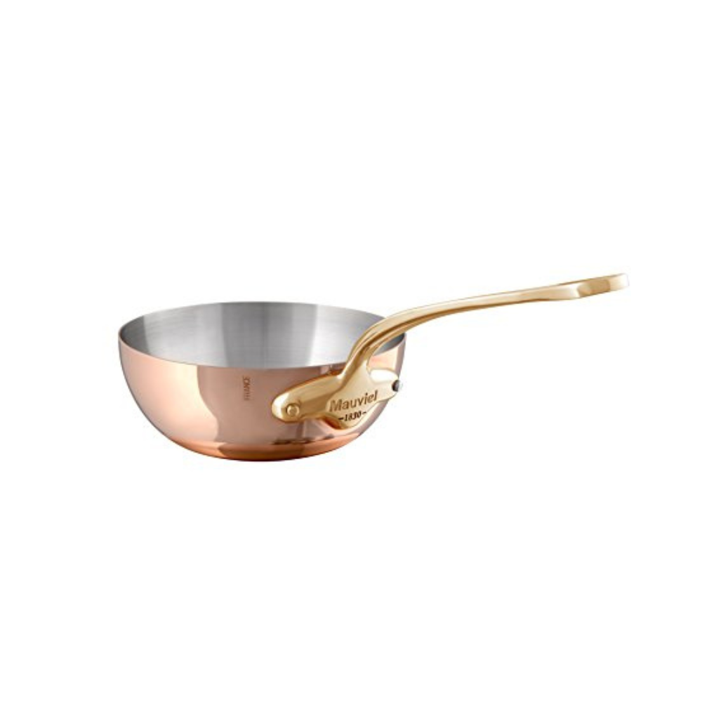 Mauviel M'150 B Curved Splayed Saute Pan With Brass Handle, 1.3-Qt - Mauviel USA