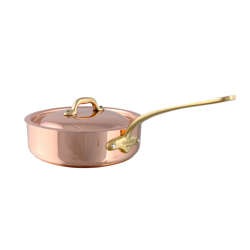 Mauviel M'150 B Saute Pan With Lid, Brass Handle, 1-Qt - Mauviel USA