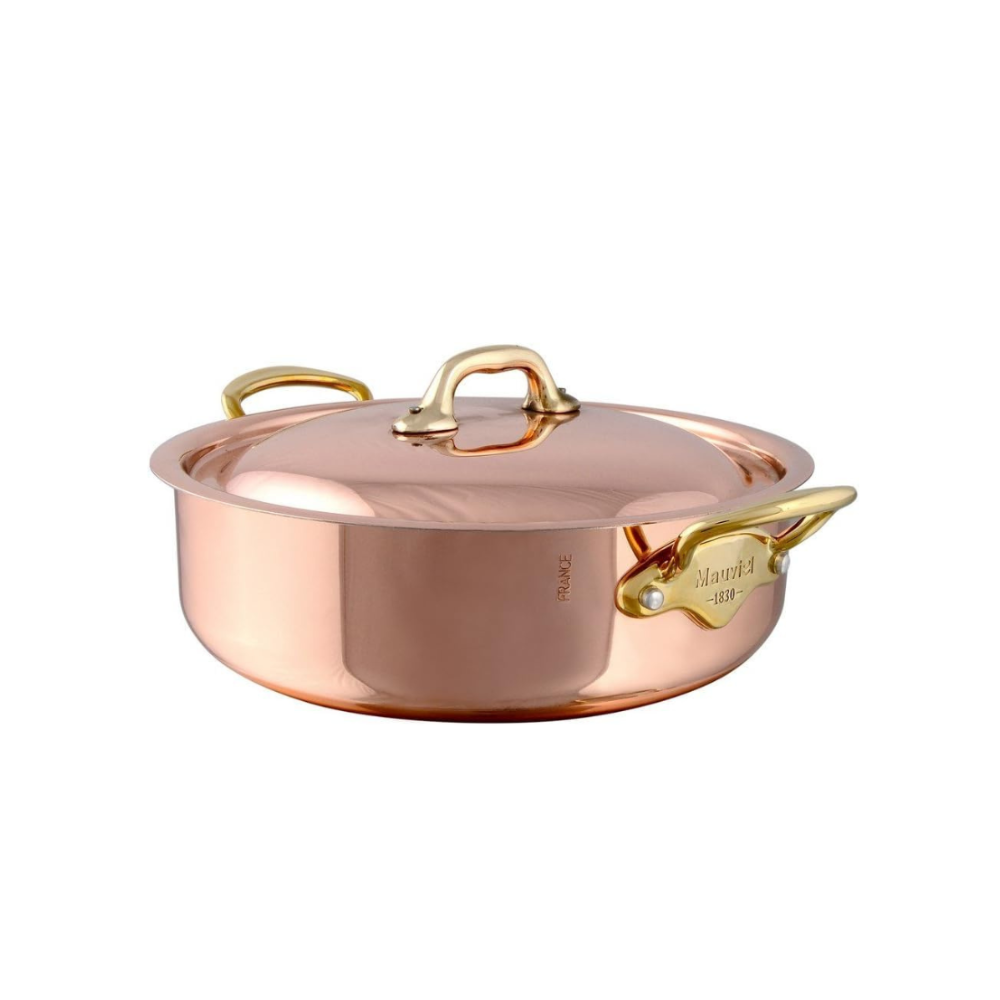 Mauviel M'150 B Copper & Stainless Steel Rondeau With Lid and Brass Handles, 2.9-Qt - Mauviel USA