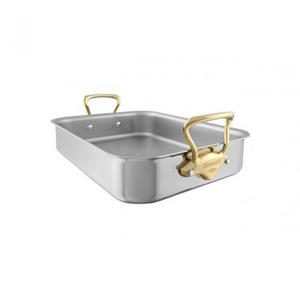 Mauviel M'COOK B Roasting Pan With Brass Handles, 13.7 x 9.8-In - Mauviel USA