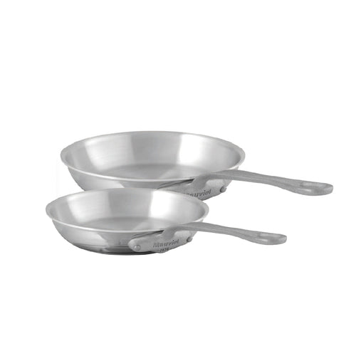 Mauviel M'Cook SB 5-Ply 2-Piece Frying Pan Set With Brushed Cast Stainless Steel Handle