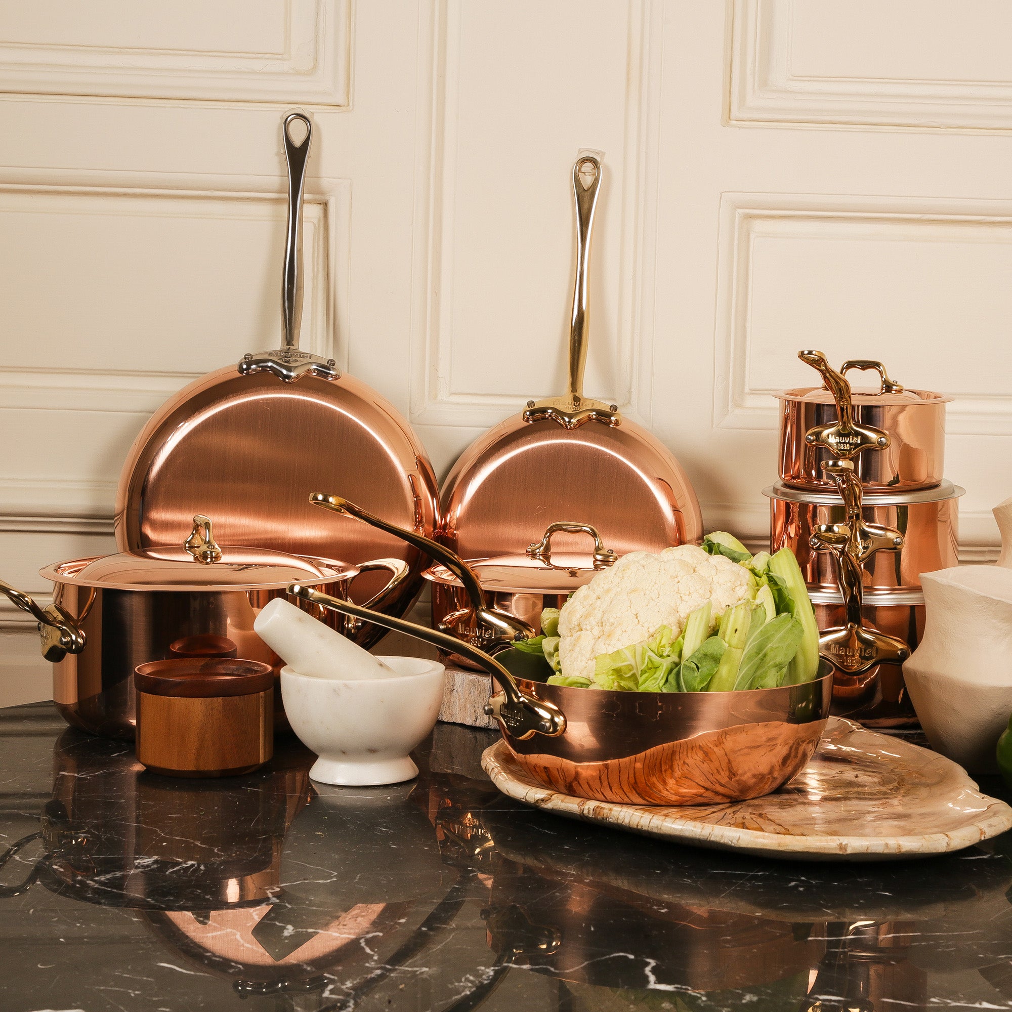 Mauviel M'Heritage 150 B 5Piece Copper Cookware Set With Brass Handles