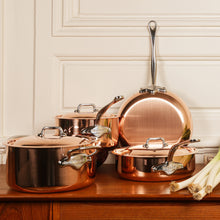 Mauviel Mauviel M'Heritage M'150 S Copper Stewpan With Curved Lid, Cast Stainless Steel Handles, 5.7-Qt Mauviel M'Heritage M'150 S Copper Stewpan With Curved Lid, Cast Stainless Steel Handles, 5.7-Qt