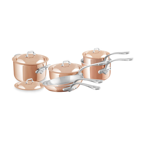 Mauviel M'Heritage M'6 S 10-Piece Induction Copper Cookware Set With Cast Stainless Steel Handles