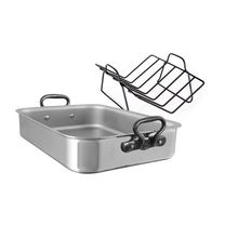 Mauviel Mauviel Stainless Steel Roasting Pan With Rack And Cast Iron Handles, 15.7-In Mauviel Stainless Steel Roasting Pan With Rack And Cast Iron Handles, 15.7-In