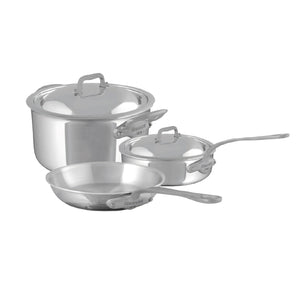 Mauviel M'Cook SB 5-Piece Cookware Set With Brushed Cast Stainless Steel Handles