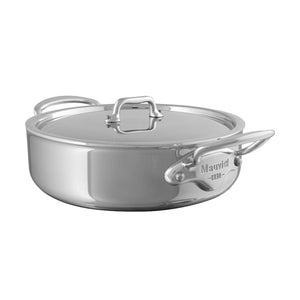 Mauviel M'COOK 5-Ply Rondeau With Lid, Cast Stainless Steel Handle, 3.2-Qt