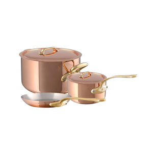 Mauviel M'Heritage M'200 B 5-Piece Copper Cookware Set With Brass Handles