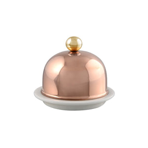 Mauviel M'Tradition Copper Porcelain Butter Dish With Brass Knob, 3.5-In