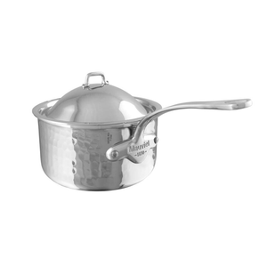 Mauviel 1830 Mauviel M'ELITE Hammered 5-Ply Sauce Pan With Lid, Cast Stainless Steel Handles, 0.8-Qt Mauviel M'ELITE Sauce Pan With Lid, Cast Stainless Steel Handles, 0.8-Qt - Mauviel USA