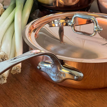 Mauviel Mauviel M'Heritage M'150 S Copper Saute Pan With Curved Lid And Cast Stainless Steel Handle, 3.5-Qt Mauviel M'Heritage M'150 S Copper Saute Pan With Curved Lid And Cast Stainless Steel Handle, 3.5-Qt