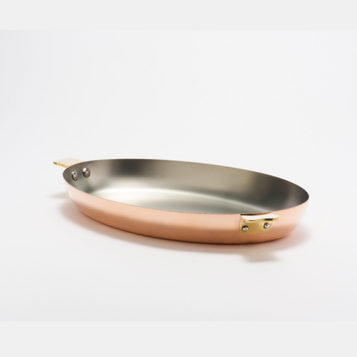 Mauviel Art Déco Copper Oval Pan With Brass Handles, 9.8-In - Mauviel USA
