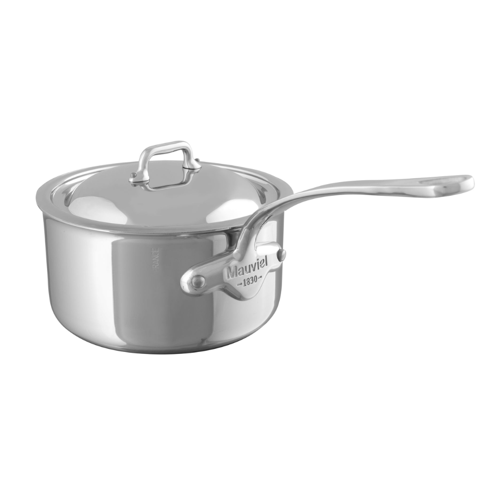 Mauviel M'COOK 5-Ply Sauce Pan With Lid, Cast Stainless Steel Handle, 4.8-Qt - Mauviel USA