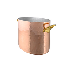 Mauviel Mauviel M'30 Oval Hammered Copper Champagne Bucket With Brass Handles, 10.2-In Mauviel M'30 Oval Hammered Copper Champagne Bucket With Bronze Handles, 10.2-In - Mauviel USA