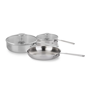 Mauviel M’Inox 360 Tri-Ply Brushed Stainless Steel 5-Piece Cookware Set With Stainless Steel Handles - Mauviel USA