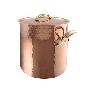 Mauviel 1830 Mauviel M'TRADITION Hammered Copper & Tin Inside Stockpot With Lid, Bronze Handles, 53-Qt Mauviel M'TRADITION Hammered Copper Stockpot With Lid, Bronze Handles, 11-in - Mauviel USA