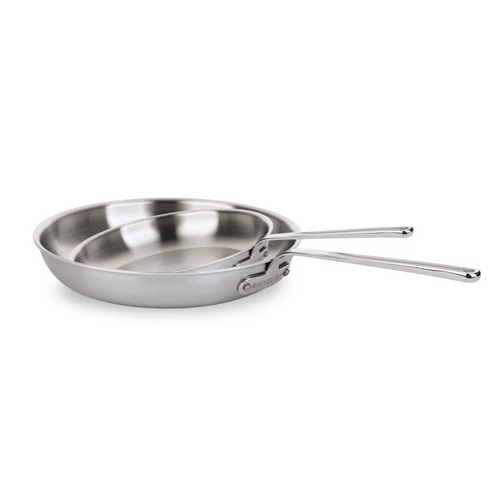 Mauviel M'Inox 360 Tri-Ply Brushed Stainless Steel 2-Piece Frying Pan Set with Stainless Steel Handle - Mauviel USA