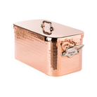 Mauviel M'TRADITION Hammered Copper & Tin Inside Rectangular Braising Pan With Lid, Cast Stainless Steel Handles, 6.4-Qt - Mauviel USA