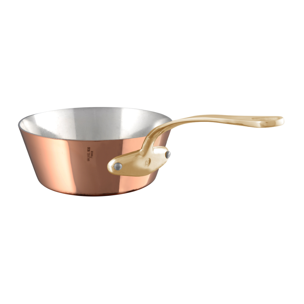 Mauviel M'TRADITION Polished Copper & Tin Inside Splayed Saute Pan With Bronze Handle,1-Qt - Mauviel USA