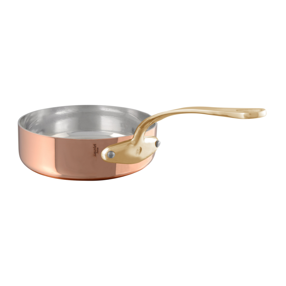 Mauviel M'Tradition Polished Copper & Tin Inside Saute Pan With Brass Handle - Mauviel1830