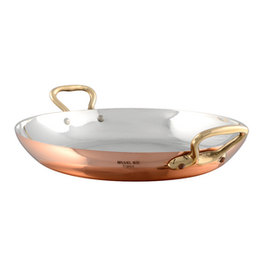 Mauviel 1830 Mauviel M'TRADITION Polished Copper & Tin Inside Round Pan With Bronze Handles, 8-In Mauviel M'TRADITION Polished Copper & Tin Inside Round Pan With Bronze Handle, 8-In - Mauviel USA