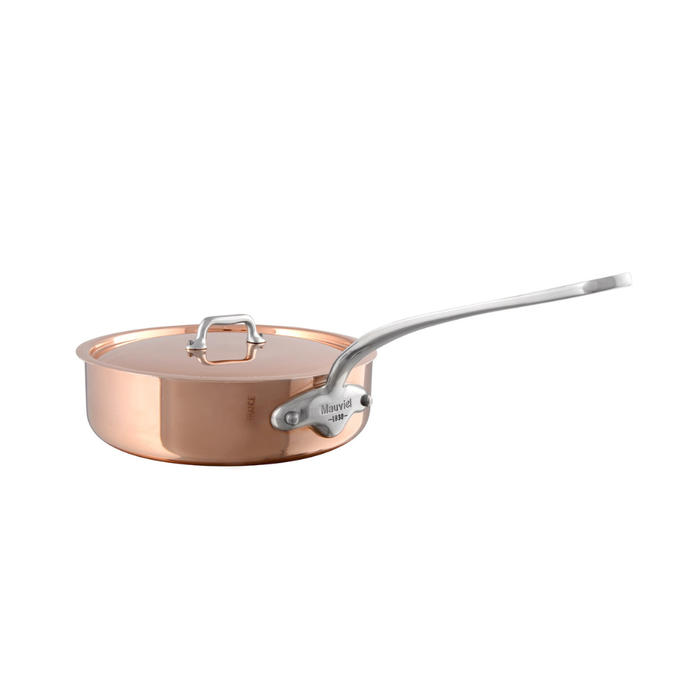 Mauviel M'150 S Saute Pan With Lid, Cast Stainless Steel Handle, 3.4-Qt - Mauviel USA