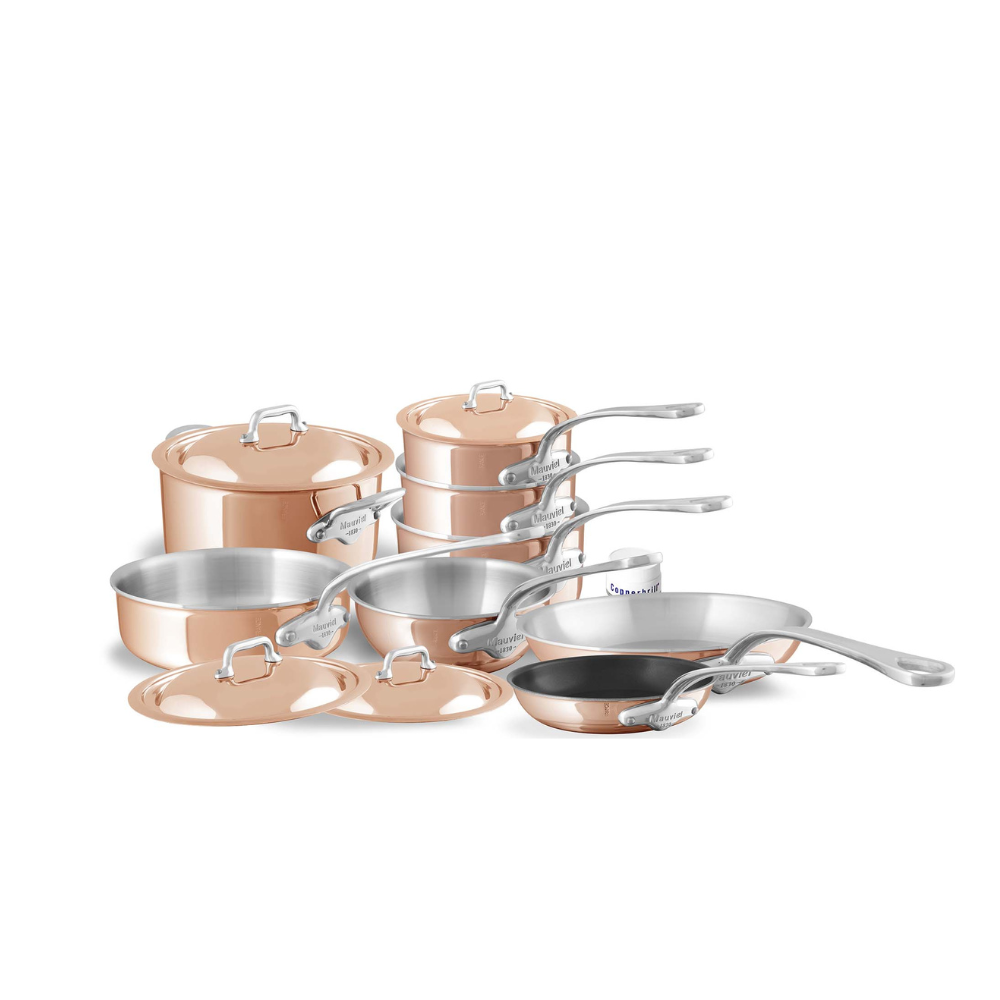 Mauviel M'150 S Copper Sauce Pan With Lid 1.9-qt and Frying Pan
