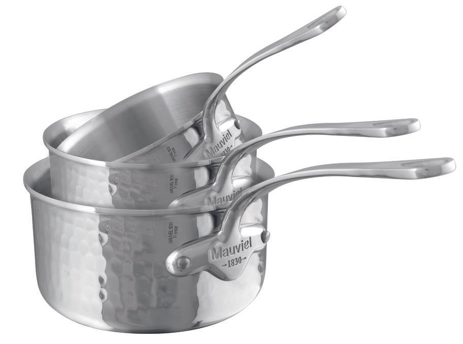 Mauviel M'ELITE 3-Piece Sauce Pan Set With Cast Stainless Steel Handles - Mauviel USA
