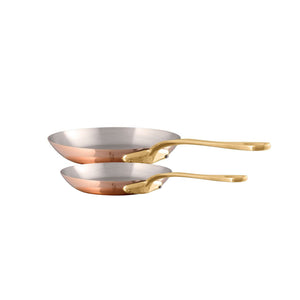 Mauviel M'Heritage M'200 B Copper 2-Piece Frying Pan Set With Brass Handles