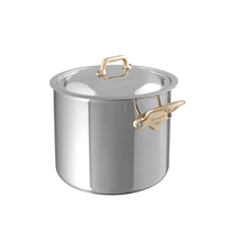 Mauviel Mauviel M'COOK B 5-Ply Stockpot With Lid, Brass Handles, 9.7-Qt Mauviel M'COOK BZ Stockpot With Lid, Bronze Handles, 9.7-Qt - Mauviel USA