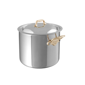 Mauviel 1830 Mauviel M'COOK B 5-Ply Stockpot With Lid, Brass Handles, 9.7-Qt Mauviel M'COOK BZ Stockpot With Lid, Bronze Handles, 9.7-Qt - Mauviel USA