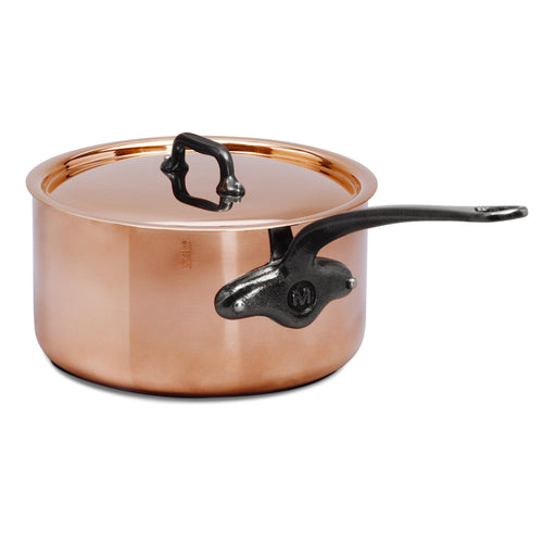 Mauviel M'Heritage M'200 CI Sauce Pan With Lid, Cast Iron Handle, 1.2-Qt