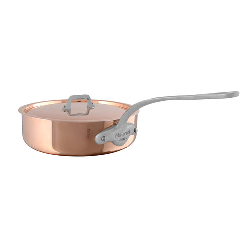 Mauviel M'250 SB Copper Saute Pan With Lid, Brushed Stainless Steel Handle, 3.6-Qt - Mauviel1830