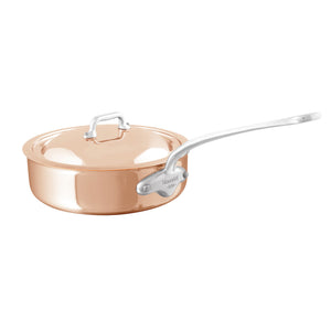 Mauviel M'6 S Induction Copper Saute Pan With Lid, Cast Stainless Steel Handle, 3.2-Qt - Mauviel USA