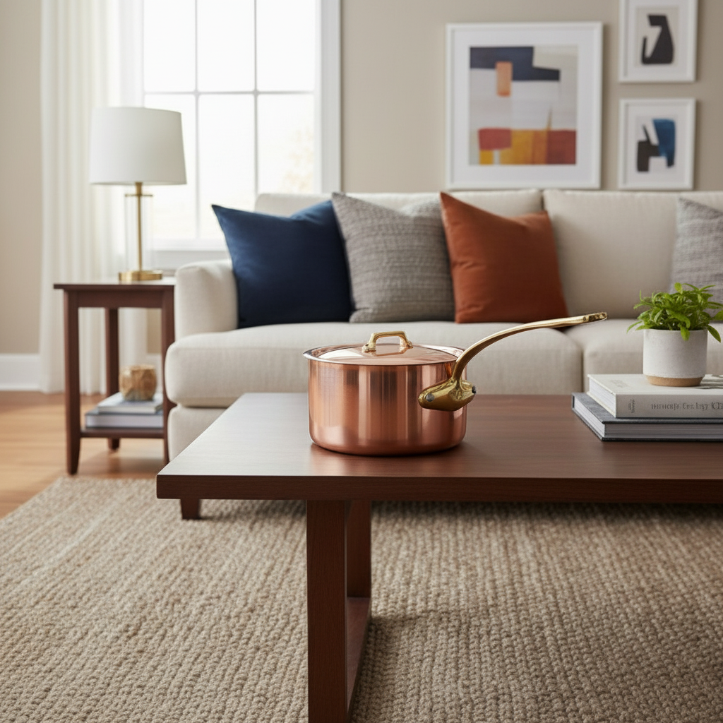 Mauviel M'Heritage M'200 B Sauce Pan With Lid, Brass Handle, 3.3-Qt - Mauviel1830