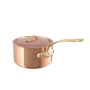 Mauviel M'Heritage 250 B Copper Sauce Pan With Lid, Brass Handle, 1.8-Qt - Mauviel1830