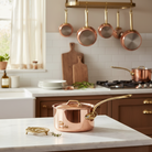 Mauviel M'Heritage M'250 B Copper Sauce Pan With Lid, Brass Handle - Mauviel1830