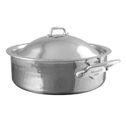 Mauviel M'ELITE Hammered 5-Ply Rondeau With Lid, Cast Stainless Steel Handles, 6-Qt