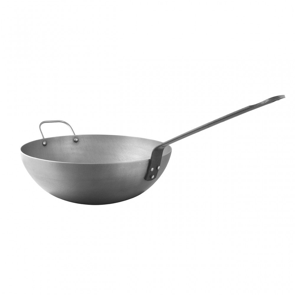 Mauviel M'STEEL Black Carbon Steel Wok With Iron Handle, 11.8-In - Mauviel USA