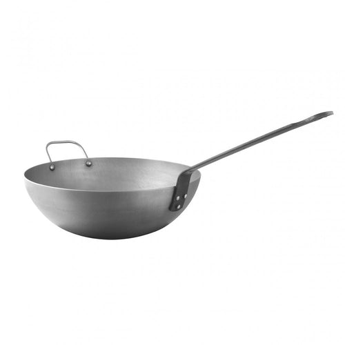 Mauviel M'STEEL Black Carbon Steel Wok With Iron Handle, 11.8-In - Mauviel USA