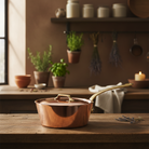 Mauviel M'Heritage M'250 B Copper Splayed Saute Pan With Lid, Brass Handle, 3.6-Qt - Mauviel1830
